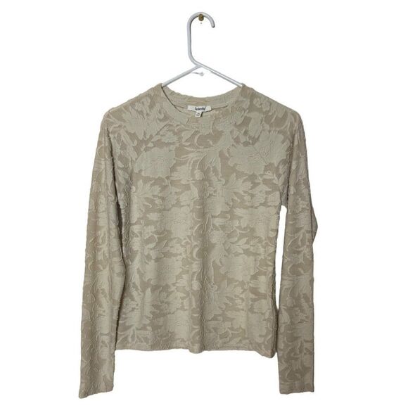 Splendid Collection Beige Floral Lace Long Sleeve Top XS - Picture 1 of 5